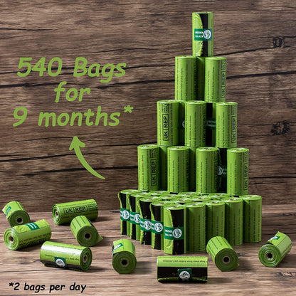 Poop Bags for Dog Waste-540 Bags,Extra Thick Strong 100% Leak Proof Dog Waste Bags (Green)